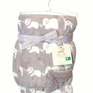 Lullaby Lion Giraffe Elephant Gray Sherpa Security Lovey Blanket 30" X 40" NEW